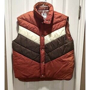 Vintage Sigallo Puffer Vest Mens Size L Striped Colorblock Waterproof Ski Korea